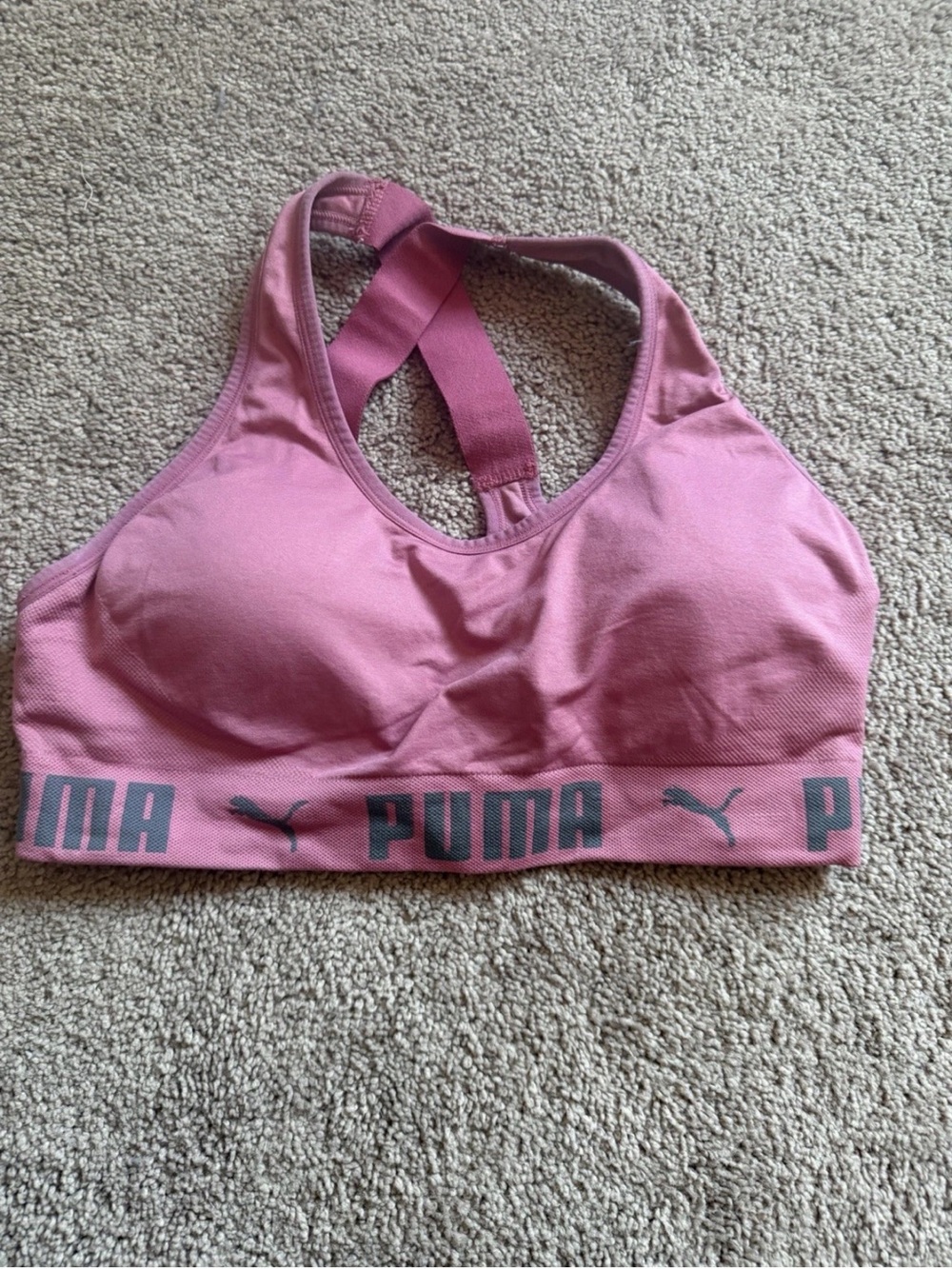 Puma Dusty Rose Logo Sports Bra - Picture 1 of 3